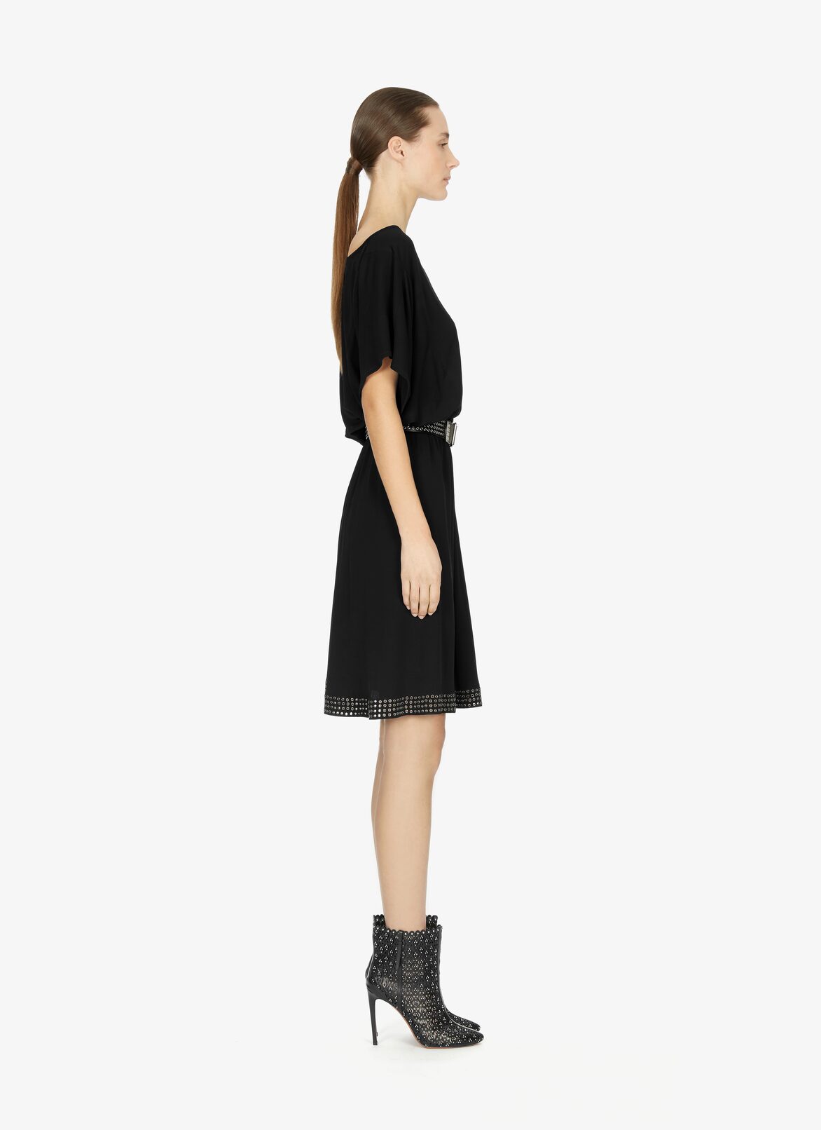 SHORT SLEEVE DRESS JERSEY FLUIDE BLACK ALAÏA BLACK SHORT SLEEVE DRESS JERSEY FLUIDE BLACK